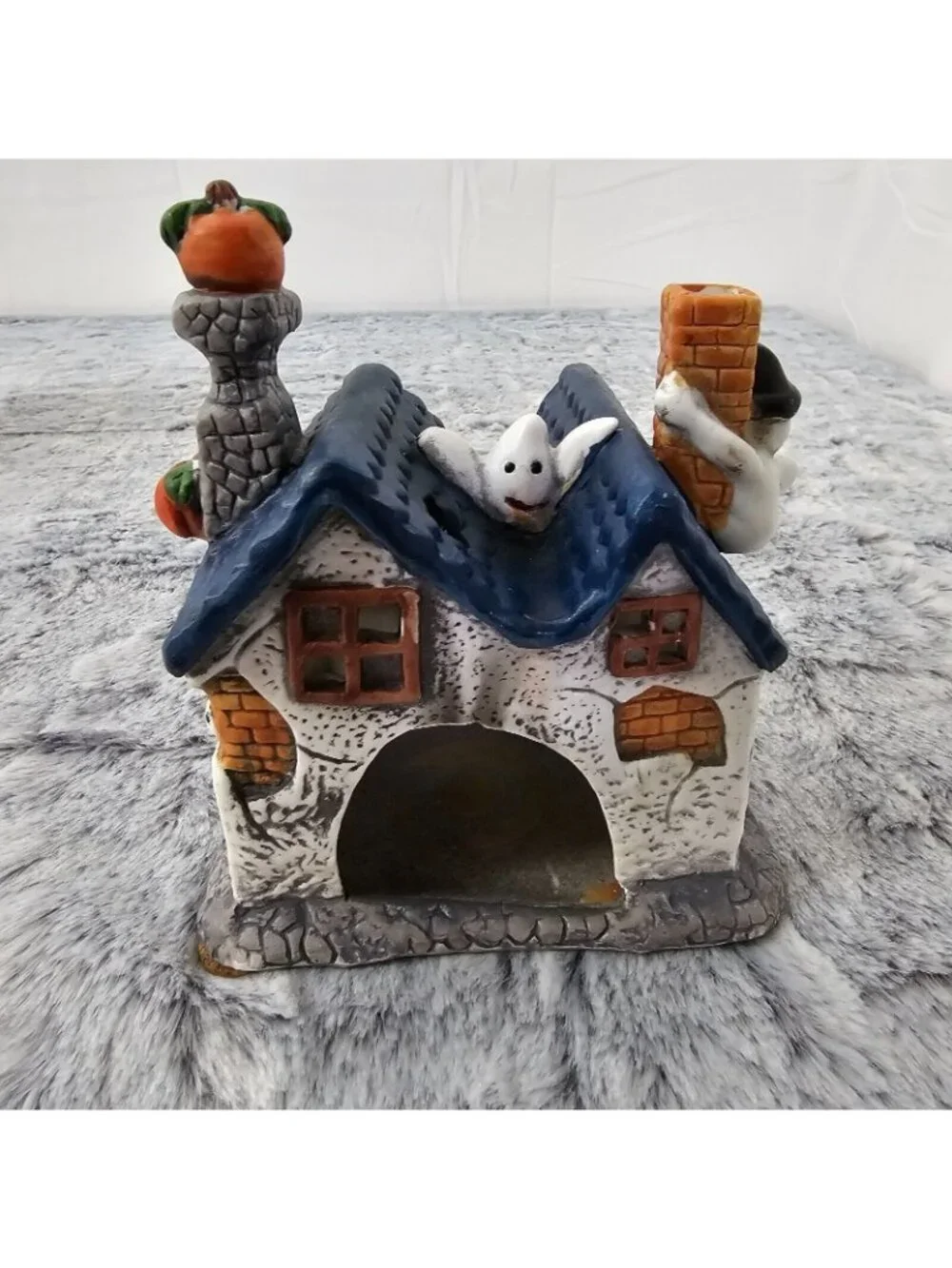 Vintage Halloween Haunted House Candle Tea Votive Holder Village Decor - Picture 3 of 12
